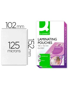 Bolsa de plastificar q connect 102 x 152 mm 125 mc carnet de futbol caja de 100 unidades