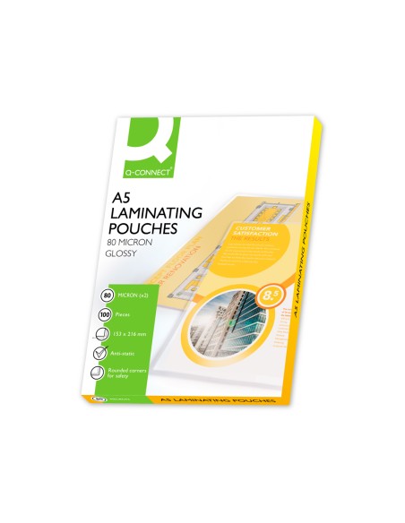 Bolsa de plastificar q connect 153 x 216 mm 80mc din a5 caja de 100 unidades Bolsa de plastificar q connect 153 x 216 mm 80mc din a5 caja de 100 unidades
