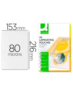 Bolsa de plastificar q connect 153 x 216 mm 80mc din a5 caja de 100 unidades