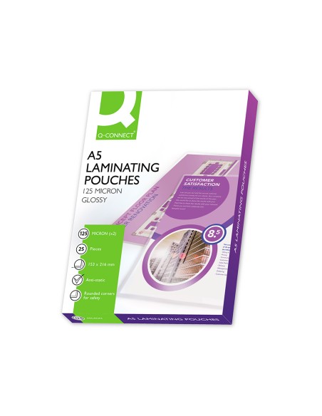 Bolsa de plastificar q connect 153 x 216 mm 125 mc din a5 autoadhesivas caja de 25 unidades Bolsa de plastificar q connect 153 x 216 mm 125 mc din a5 autoadhesivas caja de 25 unidades