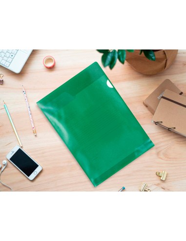 Carpeta dossier unero plastico q connect din a4 120 micras verde caja de 100 unidades