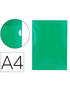 Carpeta dossier unero plastico q connect din a4 120 micras verde caja de 100 unidades