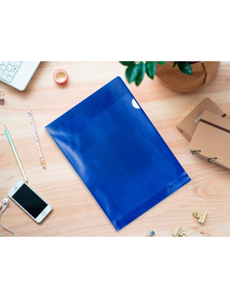 Carpeta dossier unero plastico q connect din a4 120 micras azul caja de 100 unidades