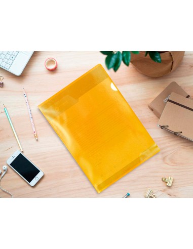 Carpeta dossier unero plastico q connect din a4 120 micras amarilla caja de 100 unidades