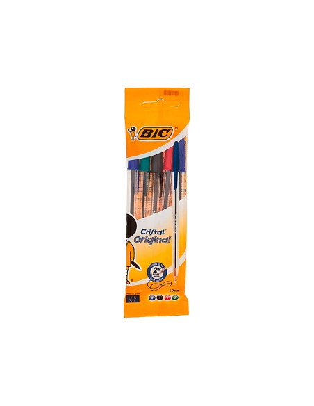 Boligrafo bic cristal original bolsa de 5 unidades colores surtidos 2 azul 1 negro 1 rojo 1 verde