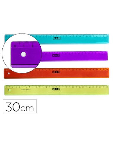 Regla mr 30 cm plastico graduada y biselada colores surtidos