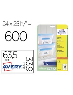 Etiqueta adhesiva avery para congelador blanca 635x339 mm ink jet laser fotocopiadorapack de 600 unidades