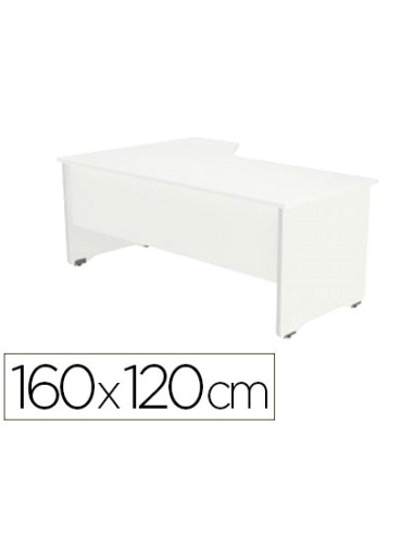 Mesa rocada serie work 160x120 cm derecha acabado aw04 blanco blanco