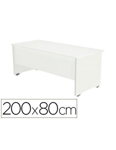 Mesa oficina rocada serie work 200x80 cm acabado aw04 blanco blanco