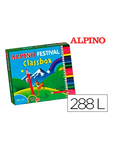 Lapices de colores alpino festival classbox caja de 288 unidades 12 colores surtidos