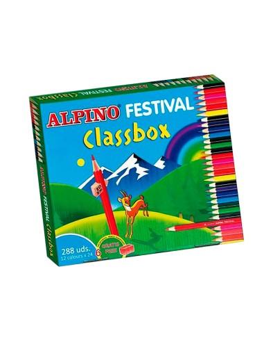 Lapices de colores alpino festival classbox caja de 288 unidades 12 colores surtidos