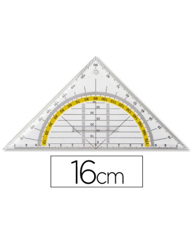 Escuadra liderpapel geometria 16 cm plastico cristal con pestana de sujeccion