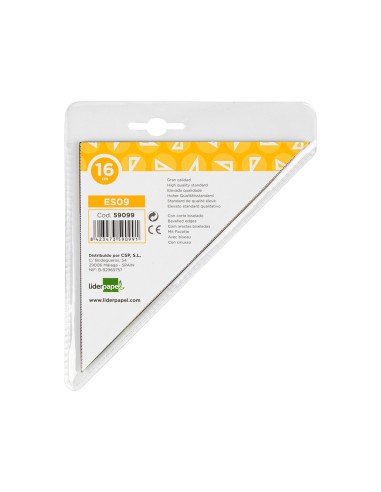 Escuadra liderpapel geometria 16 cm plastico cristal