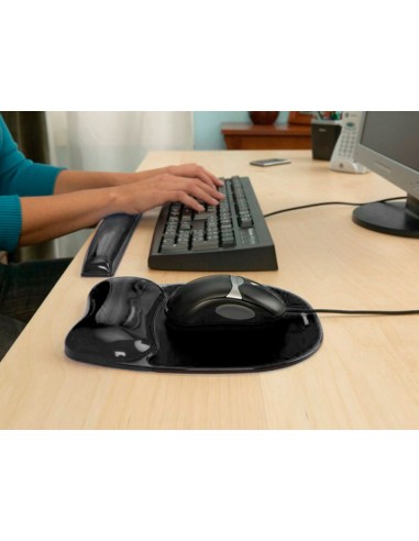 Alfombrilla para raton fellowes negra con reposamuneca de gel