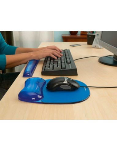 Alfombrilla para raton fellowes azul con reposamuneca de gel