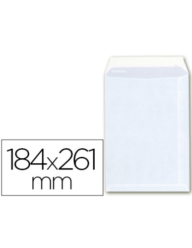 Sobre liderpapel bolsa a 6 offset blanco 100 gr 184x261 mm con tira de silicona caja de 250 unidades