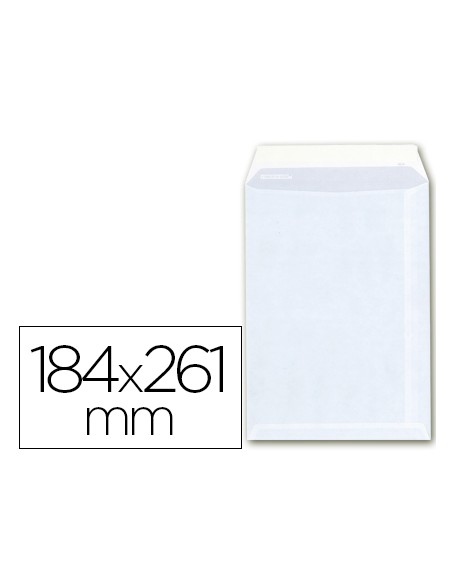 Sobre liderpapel bolsa a 6 offset blanco 100 gr 184x261 mm con tira de silicona caja de 250 unidades