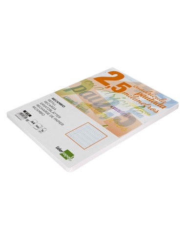 Recambio liderpapel a4 pautaguia 100 hojas 75 g m2 cuadriculado pautado 25 mm con margen 4 taladros