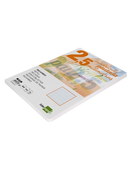 Recambio liderpapel a4 pautaguia 100 hojas 75 g m2 cuadriculado pautado 25 mm con margen 4 taladros