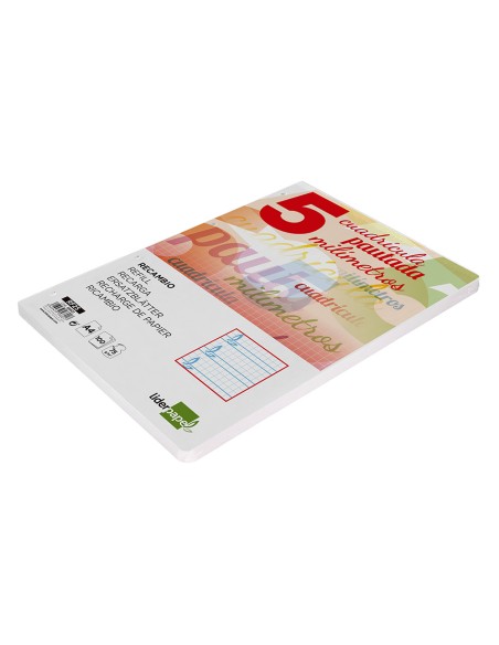 Recambio liderpapel a4 pautaguia 100 hojas 75 g cuadriculado pautado 5 mm con margen 4 taladros