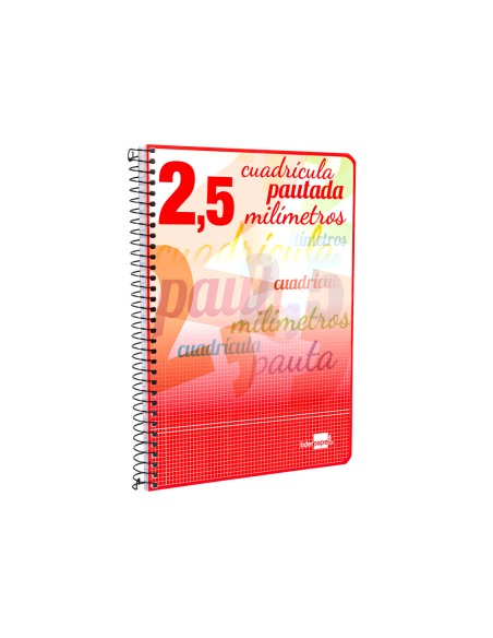 Cuaderno espiral liderpapel cuarto pautaguia tapa blanda 40h 75 gr cuadro pautado 25mmcon margen colores surtidos