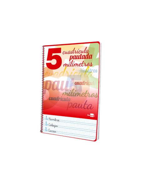 Cuaderno espiral liderpapel folio pautaguia tapa dura 80h 75 gr cuadro pautado 5mmcon margen colores surtidos