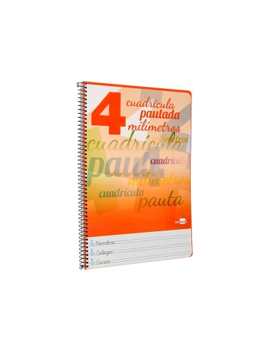Cuaderno espiral liderpapel folio pautaguia tapa dura 80h 75 gr cuadro pautado 4mmcon margen colores surtidos