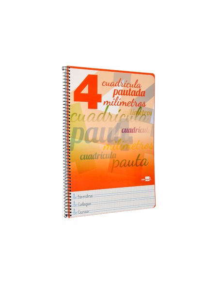 Cuaderno espiral liderpapel folio pautaguia tapa dura 80h 75 gr cuadro pautado 4mmcon margen colores surtidos