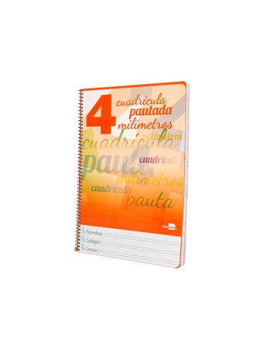 Cuaderno espiral liderpapel folio pautaguia tapa dura 80h 75 gr cuadro pautado 4mmcon margen colores surtidos