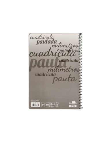 Cuaderno espiral liderpapel folio pautaguia tapa dura 80h 75 gr cuadro pautado 4mmcon margen colores surtidos