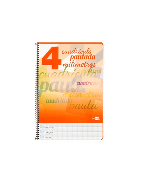 Cuaderno espiral liderpapel folio pautaguia tapa dura 80h 75 gr cuadro pautado 4mmcon margen colores surtidos