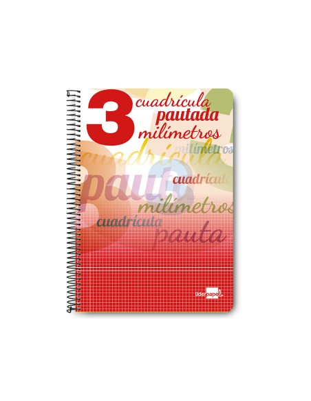 Cuaderno espiral liderpapel folio pautaguia tapa dura 80h 75 gr cuadro pautado 3 mmcon margen colores surtidos