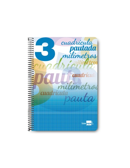 Cuaderno espiral liderpapel folio pautaguia tapa dura 80h 75 gr cuadro pautado 3 mmcon margen colores surtidos