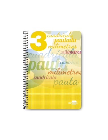 Cuaderno espiral liderpapel folio pautaguia tapa dura 80h 75 gr cuadro pautado 3 mmcon margen colores surtidos