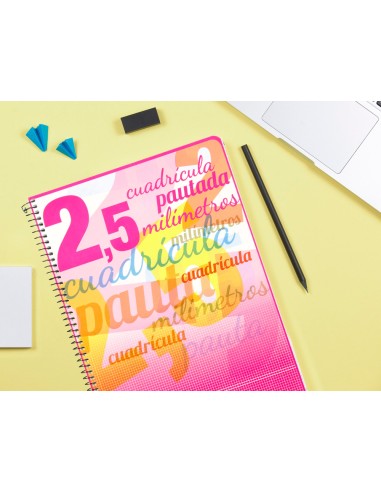 Cuaderno espiral liderpapel folio pautaguia tapa dura 80h 75 gr cuadro pautado 25mm con margen colores surtidos