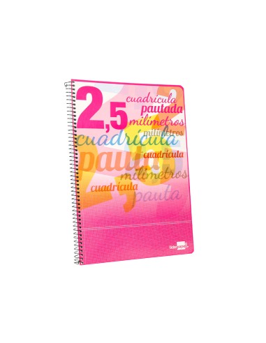 Cuaderno espiral liderpapel folio pautaguia tapa dura 80h 75 gr cuadro pautado 25mm con margen colores surtidos