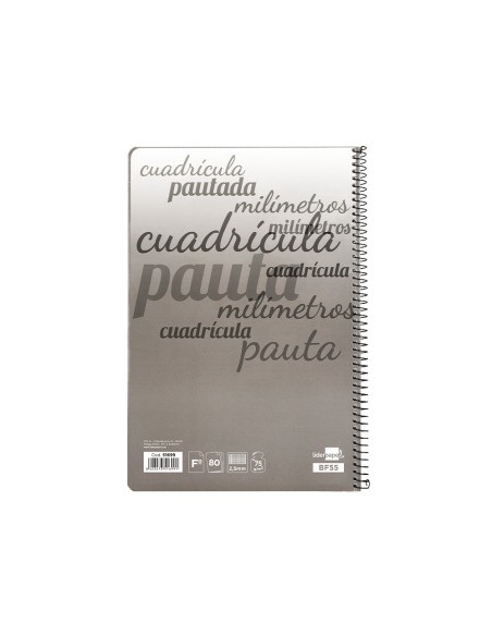 Cuaderno espiral liderpapel folio pautaguia tapa dura 80h 75 gr cuadro pautado 25mm con margen colores surtidos