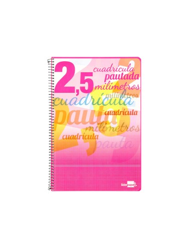 Cuaderno espiral liderpapel folio pautaguia tapa dura 80h 75 gr cuadro pautado 25mm con margen colores surtidos