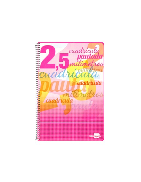 Cuaderno espiral liderpapel folio pautaguia tapa dura 80h 75 gr cuadro pautado 25mm con margen colores surtidos