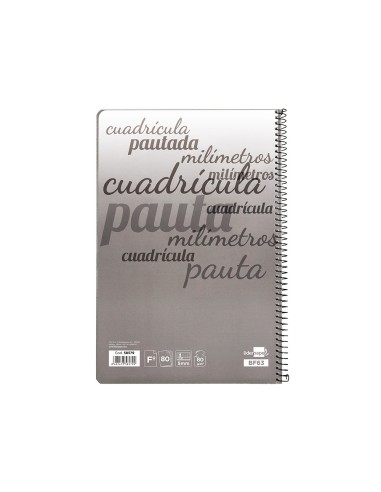 Cuaderno espiral liderpapel folio pautaguia tapa blanda 80h 75 gr cuadro pautado 5mm con margen colores surtidos