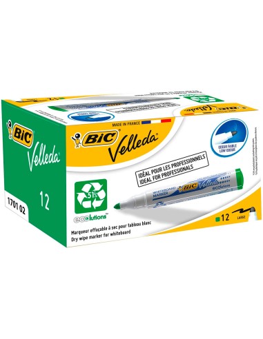 Rotulador bic velleda para pizarra verde punta redonda 13 mm