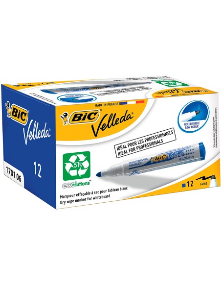 Rotulador bic velleda para pizarra azul punta redonda 13 mm