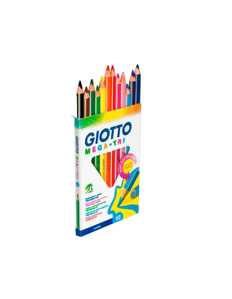 Lapices de colores giotto mega tri caja de 12 colores mina 55 mm