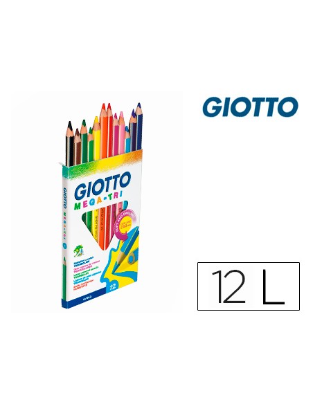 Lapices de colores giotto mega tri caja de 12 colores mina 55 mm