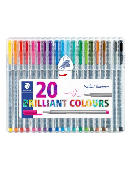 Rotulador staedtler triplus fineliner 334 estuche de 20 unidades colores surtidos