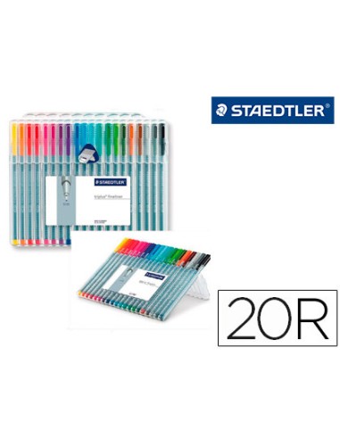 Rotulador staedtler triplus fineliner 334 estuche de 20 unidades colores surtidos