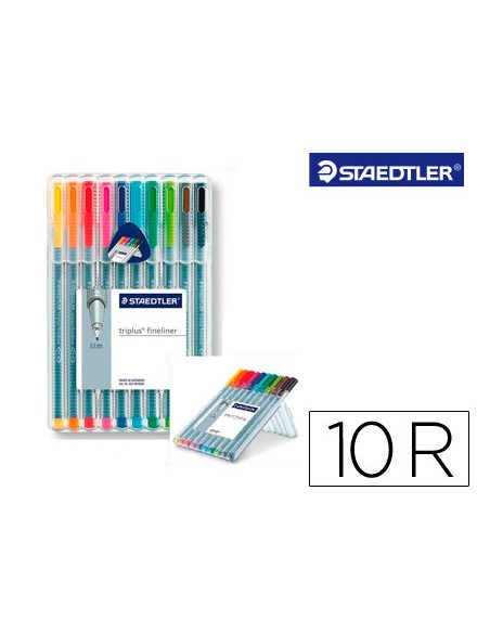 Rotulador staedtler triplus fineliner 334 estuche de 10 unidades colores surtidos
