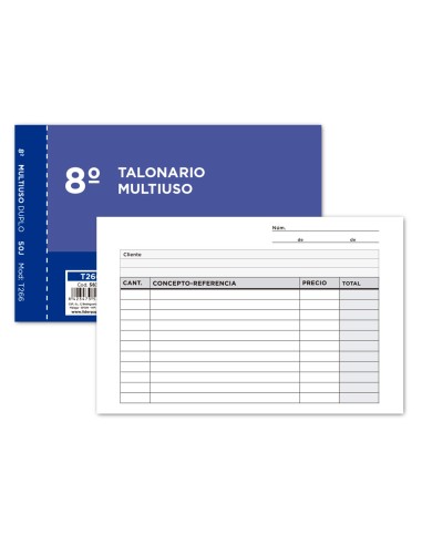 Talonario liderpapel multiusos octavo duplicado apaisado