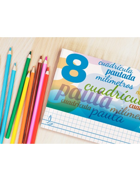 Libreta liderpapel pautaguia tapa cartoncillo 32 hojas din a5 cuadriculado pautado 8mm apaisada 70 gr