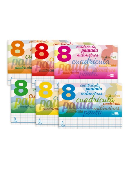 Libreta liderpapel pautaguia tapa cartoncillo 32 hojas din a5 cuadriculado pautado 8mm apaisada 70 gr